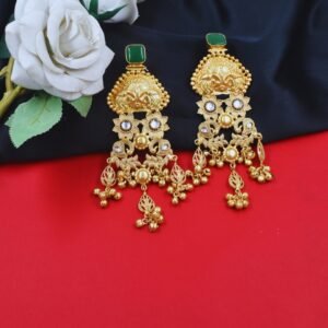 Beautiful Handmade Long Gold Plated Kashmiri Earring Embellished with Ghungroo