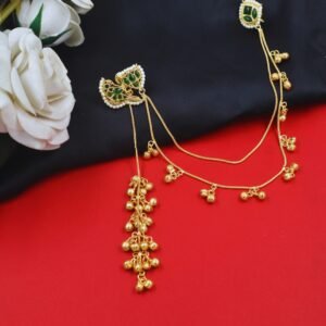 Beautiful Handmade Long Gold Plated Kashmiri Earring Embellished with Ghungroo