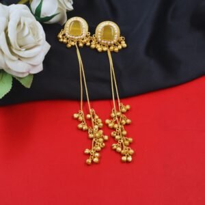 Beautiful Handmade Long Gold Plated Kashmiri Earring Embellished with Ghungroo
