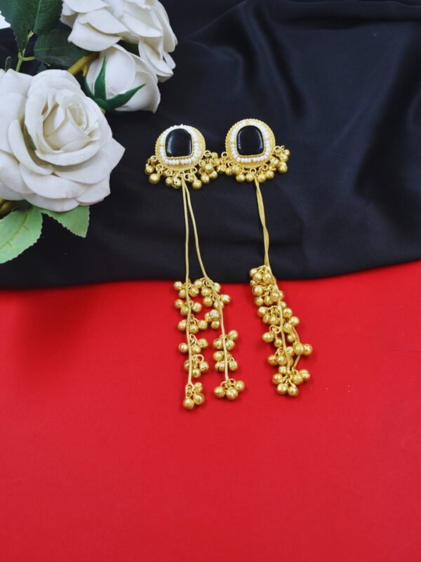 Beautiful Handmade Long Gold Plated Kashmiri Earring Embellished with Ghungroo