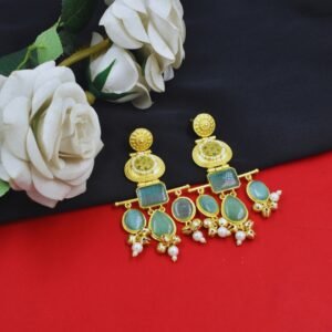 Beautiful Handmade Long Gold Plated Kashmiri Earring Embellished with Ghungroo