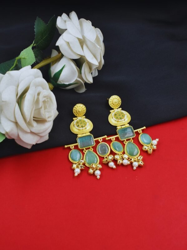 Beautiful Handmade Long Gold Plated Kashmiri Earring Embellished with Ghungroo