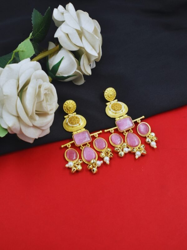Beautiful Handmade Long Gold Plated Kashmiri Earring Embellished with Ghungroo
