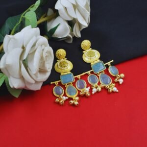 Beautiful Handmade Long Gold Plated Kashmiri Earring Embellished with Ghungroo