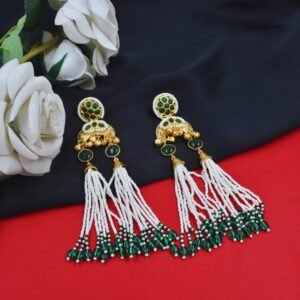 Beautiful Handmade Long Gold Plated Kashmiri Earring Embellished with Ghungroo