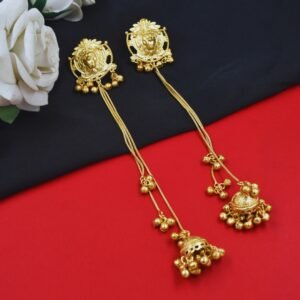 Beautiful Handmade Long Gold Plated Kashmiri Earring Embellished with Ghungroo