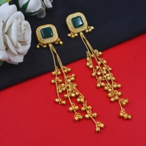 Beautiful Handmade Long Gold Plated Kashmiri Earring Embellished with Ghungroo