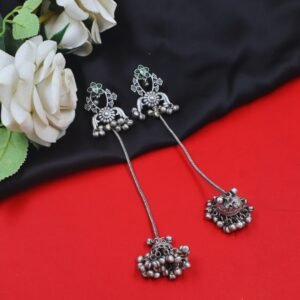Beautiful Handmade Long Gold Plated Kashmiri Earring Embellished with Ghungroo