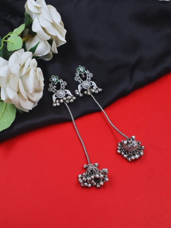 Beautiful Handmade Long Gold Plated Kashmiri Earring Embellished with Ghungroo