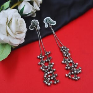 Beautiful Handmade Long Gold Plated Kashmiri Earring Embellished with Ghungroo