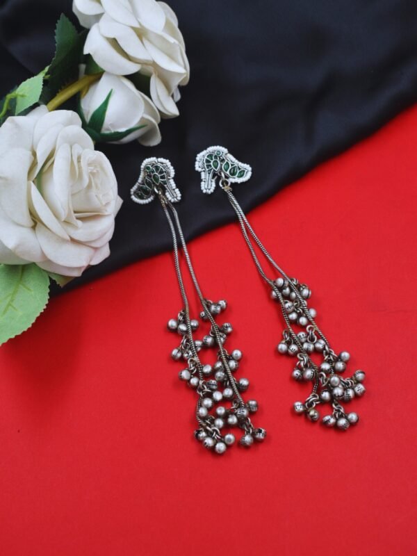 Beautiful Handmade Long Gold Plated Kashmiri Earring Embellished with Ghungroo