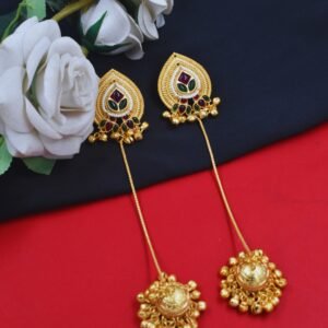 Beautiful Handmade Long Gold Plated Kashmiri Earring Embellished with Ghungroo