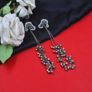 Beautiful Handmade Long Gold Plated Kashmiri Earring Embellished with Ghungroo