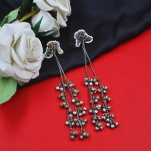 Beautiful Handmade Long Gold Plated Kashmiri Earring Embellished with Ghungroo