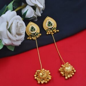 Beautiful Handmade Long Gold Plated Kashmiri Earring Embellished with Ghungroo
