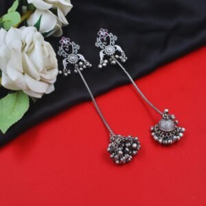 Beautiful Handmade Long Gold Plated Kashmiri Earring Embellished with Ghungroo