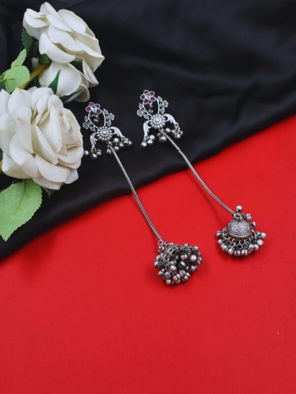 Beautiful Handmade Long Gold Plated Kashmiri Earring Embellished with Ghungroo