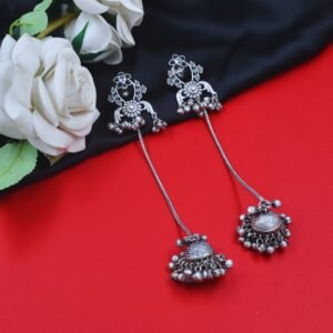 Beautiful Handmade Long Gold Plated Kashmiri Earring Embellished with Ghungroo