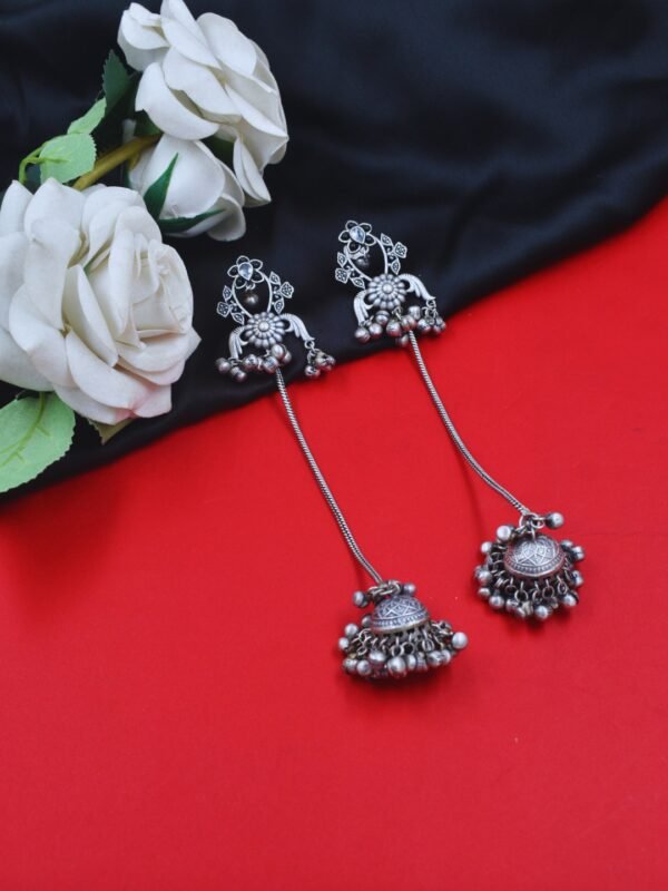 Beautiful Handmade Long Gold Plated Kashmiri Earring Embellished with Ghungroo