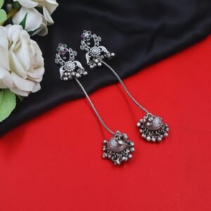 Beautiful Handmade Long Gold Plated Kashmiri Earring Embellished with Ghungroo