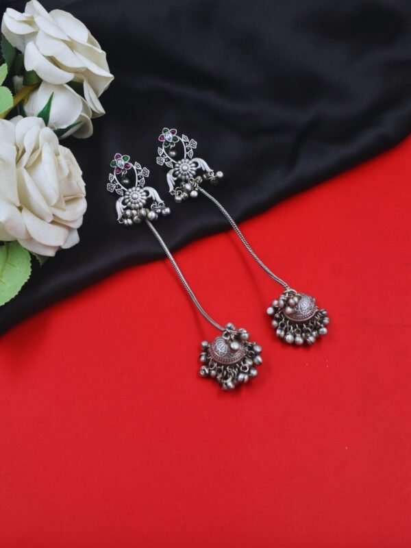 Beautiful Handmade Long Gold Plated Kashmiri Earring Embellished with Ghungroo