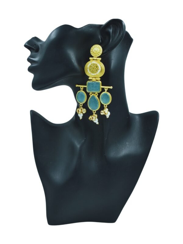 Beautiful Handmade Long Gold Plated Kashmiri Earring Embellished with Ghungroo - Image 2