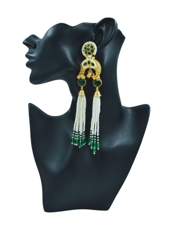 Beautiful Handmade Long Gold Plated Kashmiri Earring Embellished with Ghungroo - Image 2