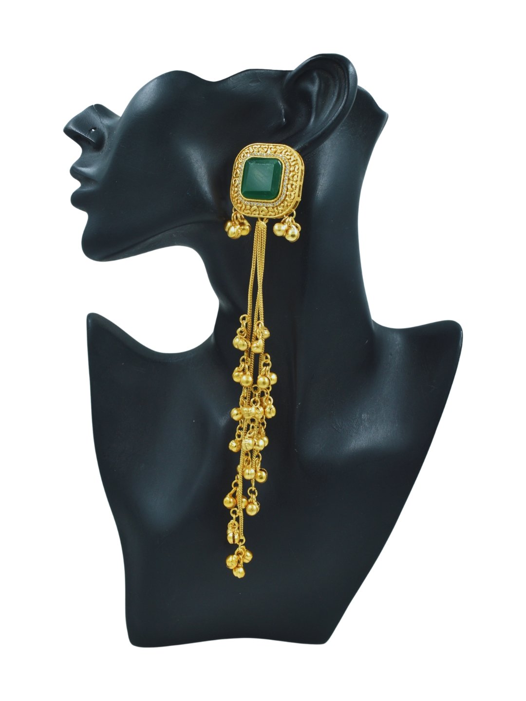 Beautiful Handmade Long Gold Plated Kashmiri Earring Embellished with Ghungroo - Image 2