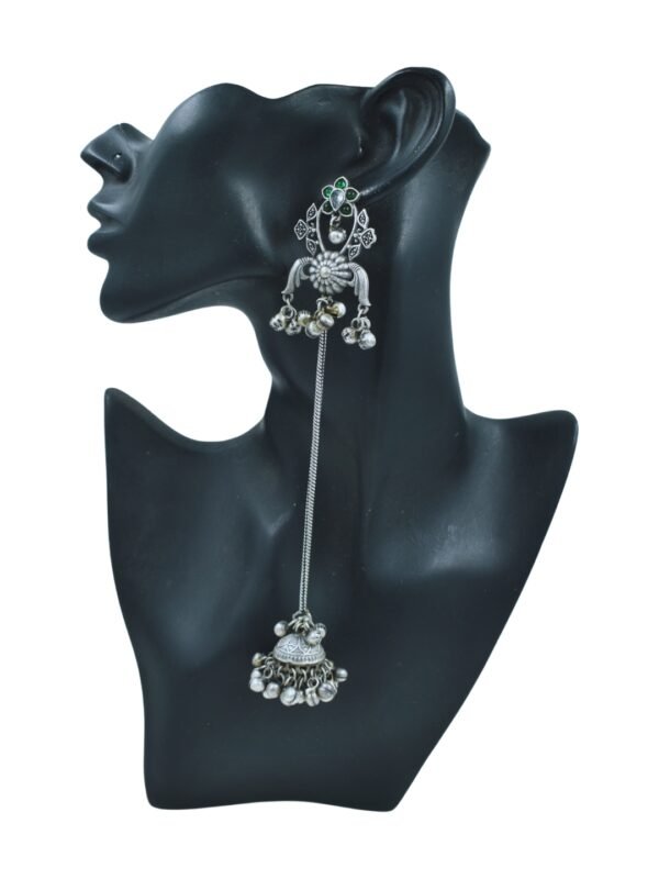 Beautiful Handmade Long Gold Plated Kashmiri Earring Embellished with Ghungroo - Image 2