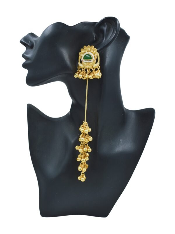 Beautiful Handmade Long Gold Plated Kashmiri Earring Embellished with Ghungroo - Image 2