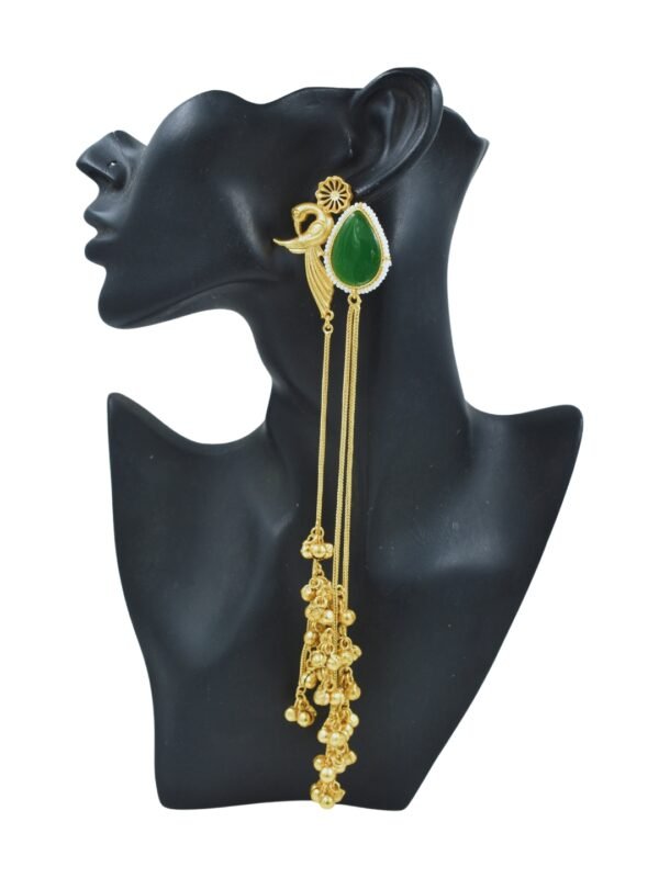 Beautiful Handmade Long Gold Plated Kashmiri Earring Embellished with Ghungroo - Image 2