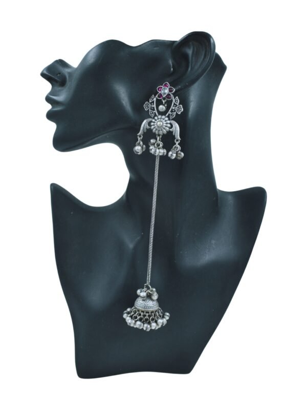 Beautiful Handmade Long Gold Plated Kashmiri Earring Embellished with Ghungroo - Image 2