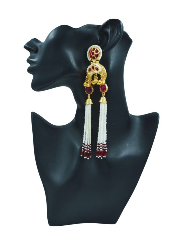 Beautiful Handmade Long Gold Plated Kashmiri Earring Embellished with Ghungroo - Image 2