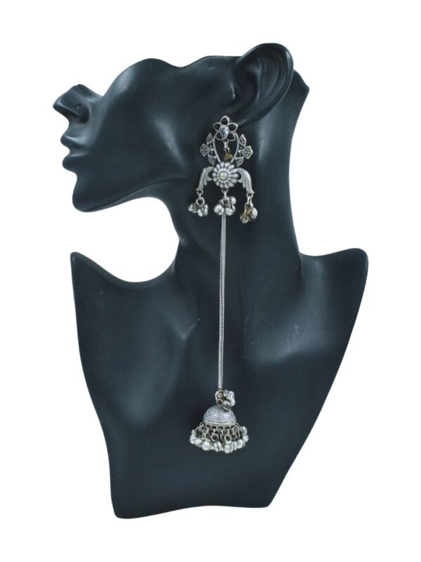 Beautiful Handmade Long Gold Plated Kashmiri Earring Embellished with Ghungroo - Image 2