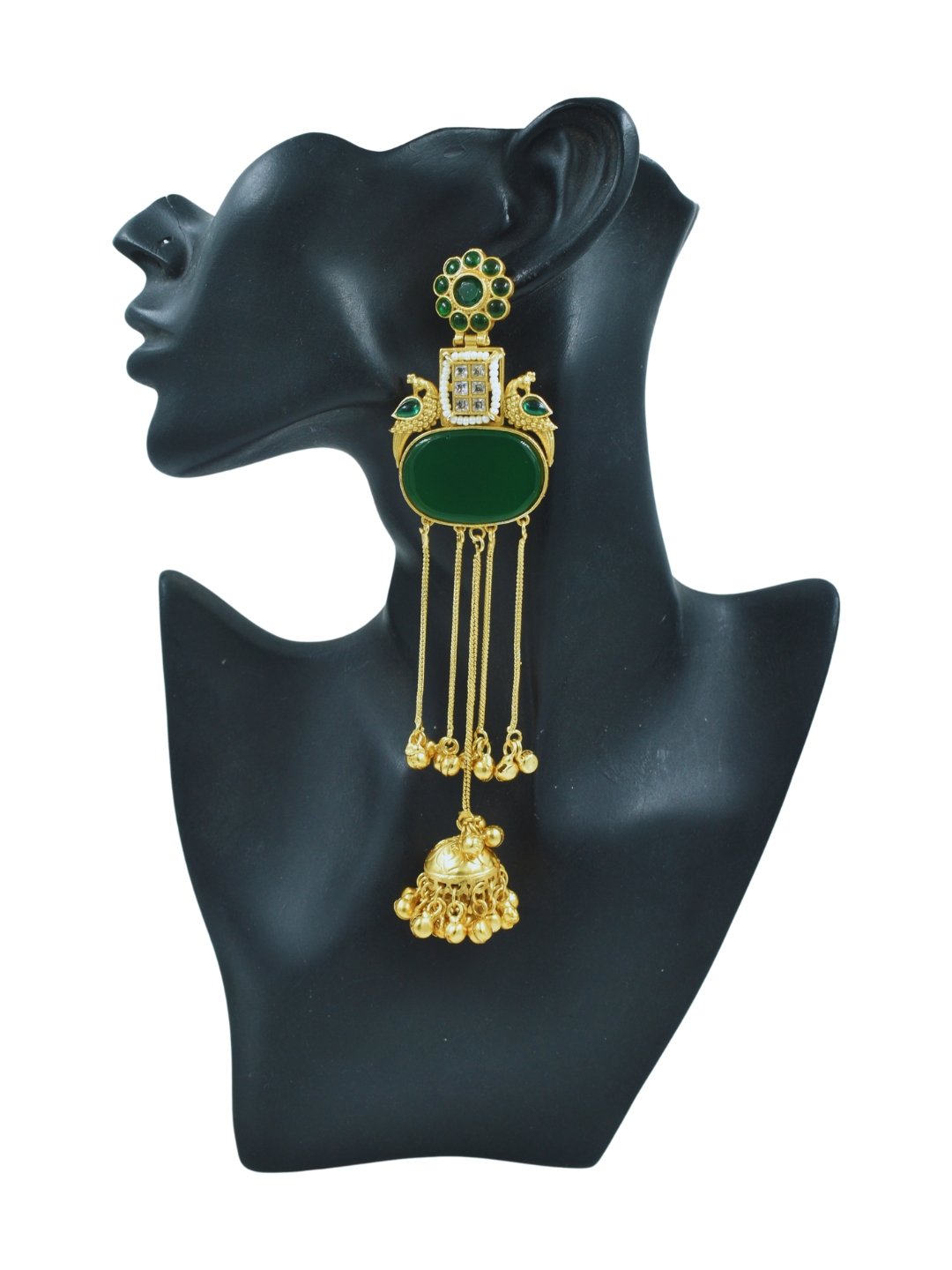 Beautiful Handmade Long Gold Plated Kashmiri Earring Embellished with Ghungroo - Image 2