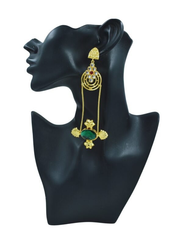 Beautiful Handmade Long Gold Plated Kashmiri Earring Embellished with Ghungroo - Image 3