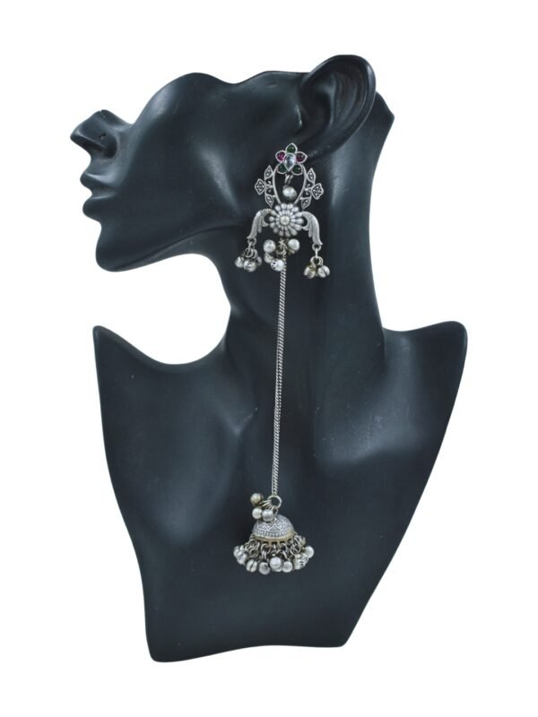 Beautiful Handmade Long Gold Plated Kashmiri Earring Embellished with Ghungroo - Image 2