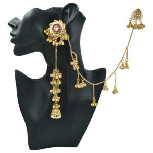 Beautiful Handmade Long Gold Plated Kashmiri Earring Embellished with Ghungroo