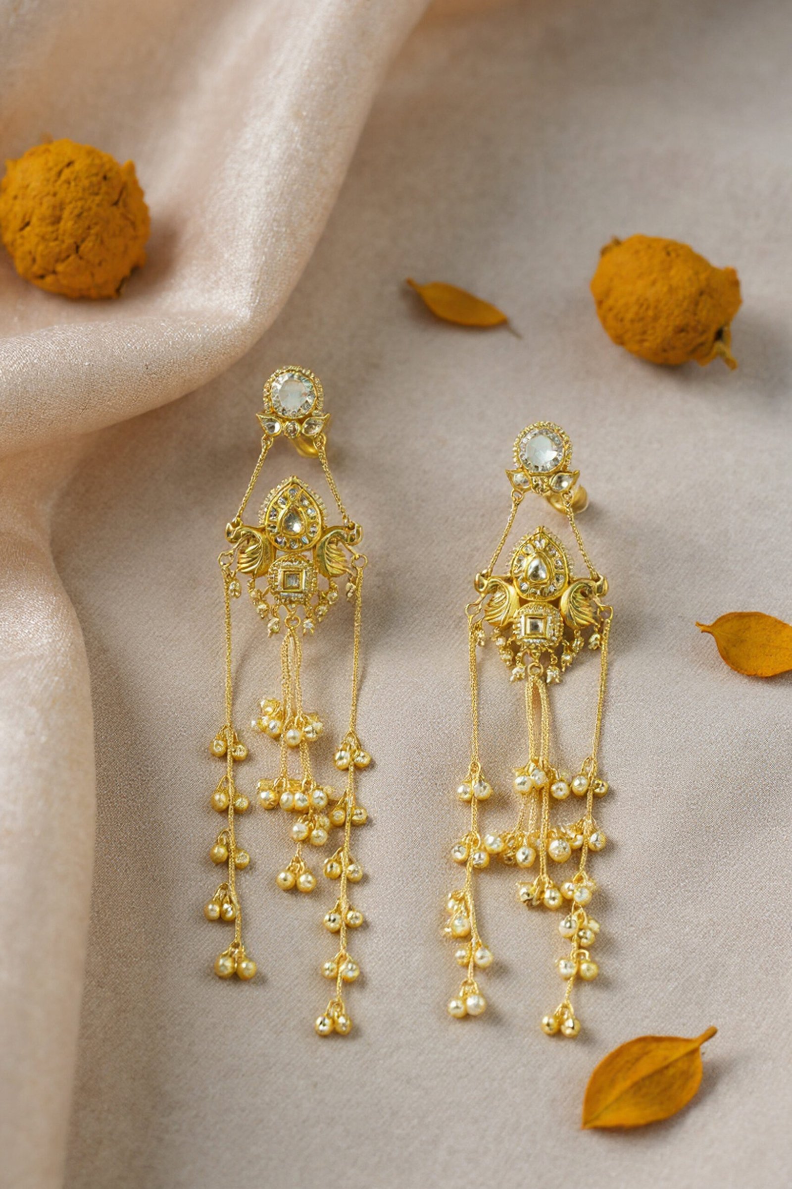 Beautiful Handmade Long Gold Plated Kashmiri Earring Embellished with Ghungroo - Image 3